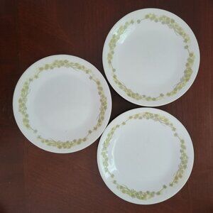 Vintage Corelle Spring Blossom Green saucer Plates Set Of 3